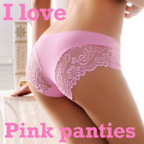 Sissy pink panty caption