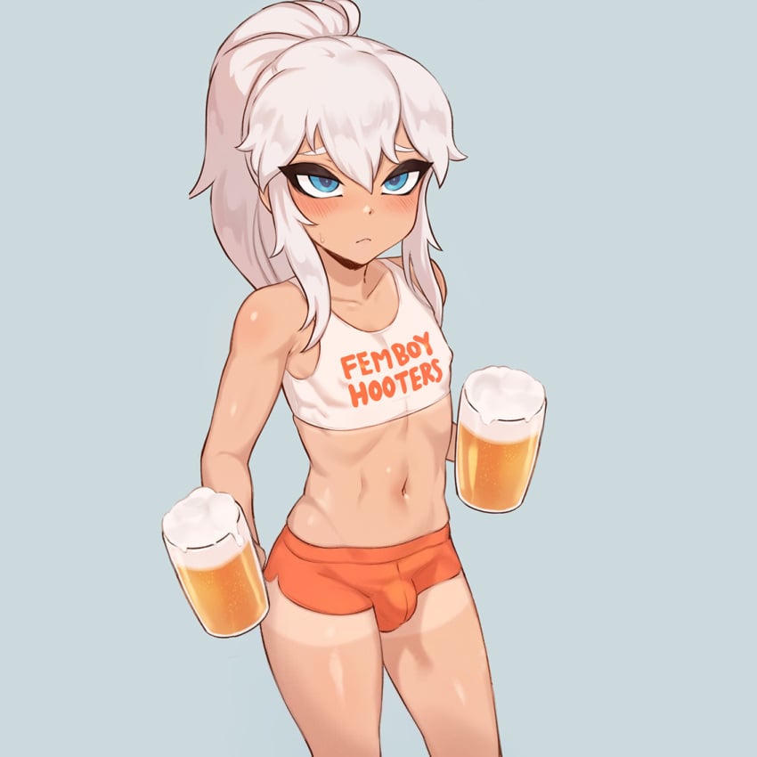 Femboy hooter with bulge in panty hentai art pic